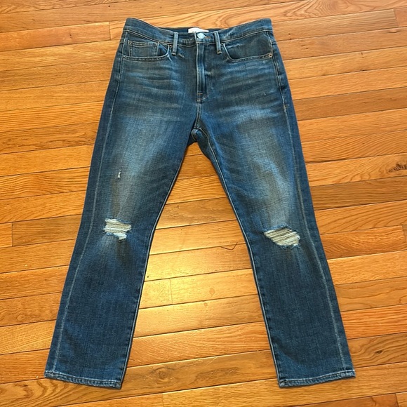 FRAME Le Pixie Beau Distressed Cropped Jeans - Picture 1 of 4